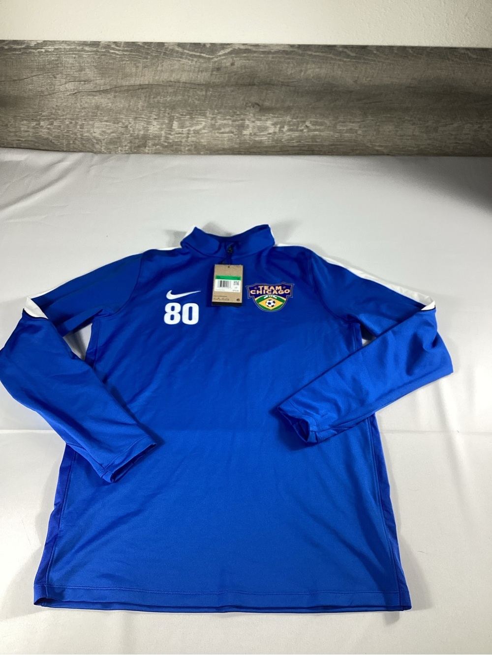 Nike Royal Blue Long Sleeve Soccer Training Top with White Accents